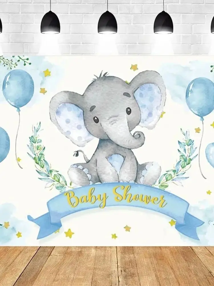 Elephant Baby Shower Theme Photography Baptism Boy Girl First Birthday Party Kids Portrait Vinyl Backgrounds Decor Supplies