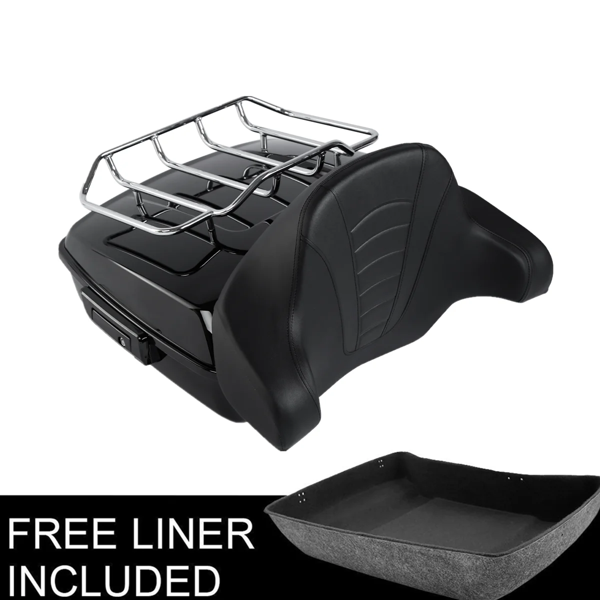 

10.7" Chopped Pack Trunk Black Pad Rack For Harley Touring Tour Pak Ultra-Classic Electra Glide Road Glide Road King 2014-2023