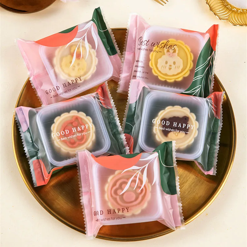 100pcs Mooncake Packaging Bags Mid-autumn Festival New Years Party Supplies Baked Snack Cookie Pastry Pouches Moon Plastic Tray - Image 4