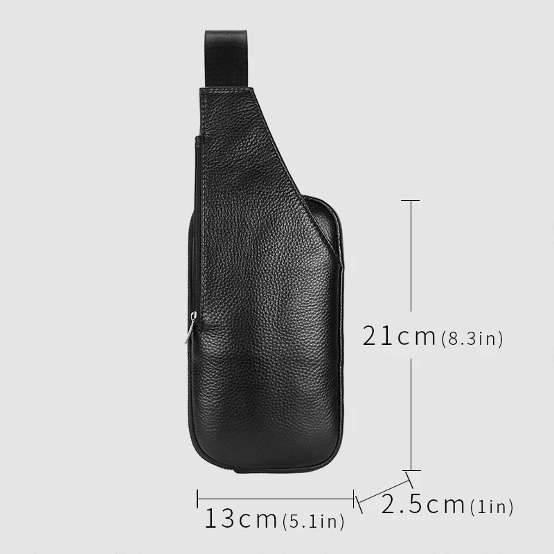 Kleine Leder-Sling-Crossbody-Brusttasche, leichter Tagesrucksack, schlanke, diebstahlsichere Umhängetasche, über der Schulter, Rucksack für Mann und Frau – Detail 1