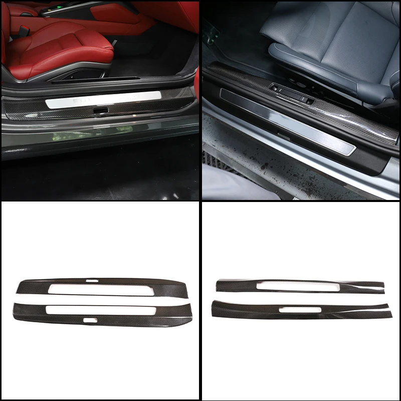 100% Real Carbon Fiber Door Sill Trim for Porsche 911 992 2019-2025 Inner Outer Full Coverage GT3 RS Style Accessories