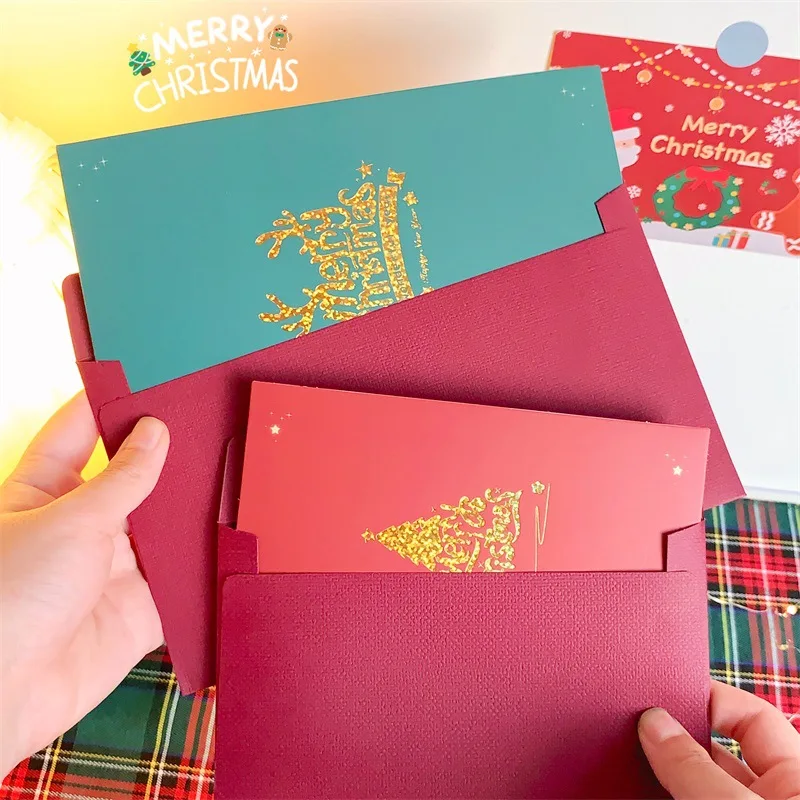 Cartão de Natal 3D Pop-Up, Árvore de Natal, Espumante, Fantasia, Envelopes, Bênção, Mensagem, Presente