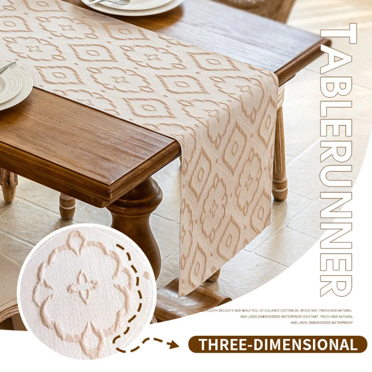 Jacquard Christmas Table Runners Damask Floral Table Runner for Xmas Winter Festival Party Kitchen Dining Tabletop Decoration