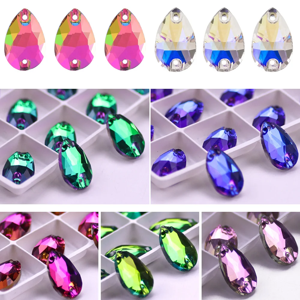 

Teardop Volcano Color Sew On Rhinestones Flatback Crystal For Clothing Strass Wedding Dress All Decoration And DIY Sewing Strass