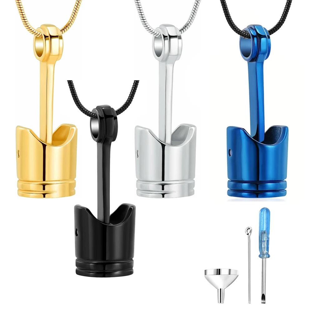 Car Parts Cremation Jewelry Piston Urn Necklace Urn for Men Piston Ashes Keepsake Memorial Jewelry Stainless Steel Pendant Jewel