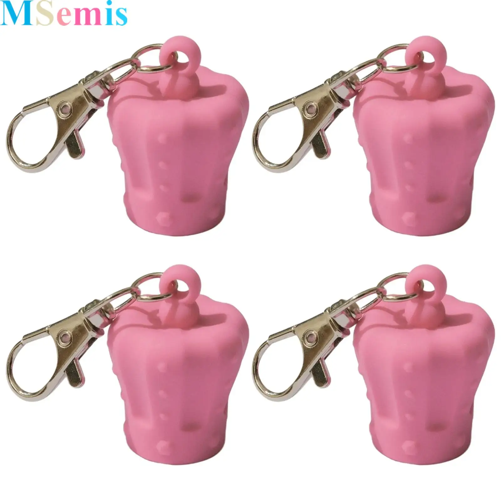 

4Pcs Keychain Cap for Lipgloss And Balm Chapstick Holder Cap Replacement Silicone Keychain Lanyard