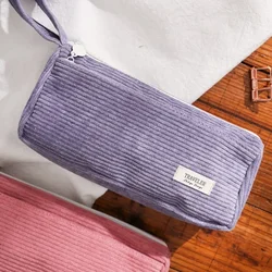 Soft Corduroy Large Capacity Pencil Bag Fountain Pen Case Multifunctional Stationery Box Zipper Pencil Pouch School Supplies