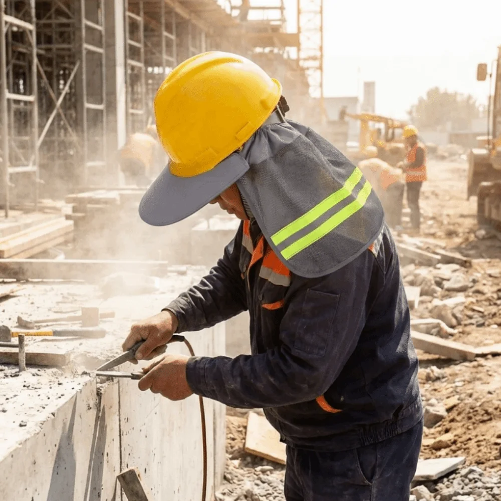 Mesh Hard Hat Sun Shield Breathable Reflective Stripe Reflective Cap Cover UV Protection Mesh Neck Sun Shield Summer