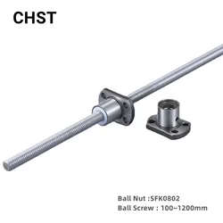 Ball Screw SFK0802 micro pitch diameter 8mm ballscrews nut customized 50mm 100 400 600 800 1000 mm for linear tiny cnc machine