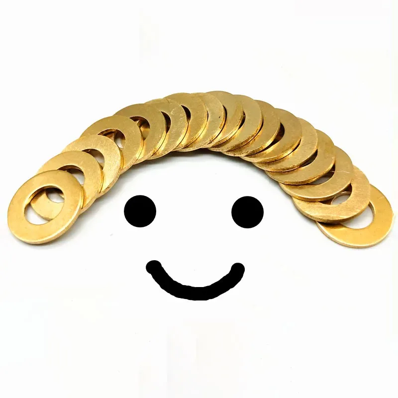 1~100Pcs Solid Brass Copper Flat Washer M2 M2.5 M3 M4 M5 M6 M8 M10 M12 M14 M16 M18 M20 Shim Pad Ring Spacer Circular Meson