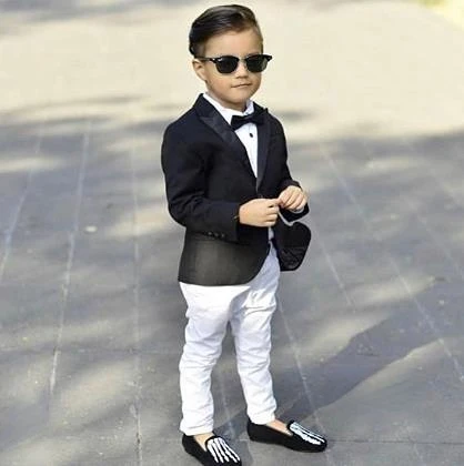 

2023 Casual Costume Homme Kid Suit Wedding Boy Slim Fit Tuxedo Prom 2 Pieces Terno Masculino (black Jacket + White Pants)