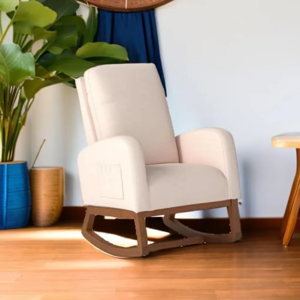 كرسي هزاز، كرسي هزاز على الطراز الحديث لمنتصف القرن لغرفة الأطفال، كرسي هزاز مزخرف عالي الظهر