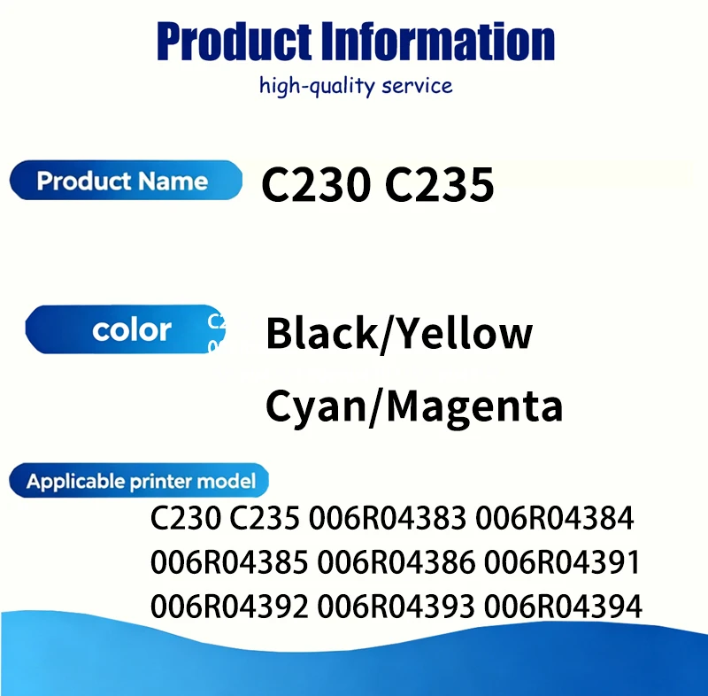 1 pcs with no chip C230 C235 230 Toner Cartridge Compatible For Xerox printer cartridge 006R04391-006R04394 006R04383-006R04386