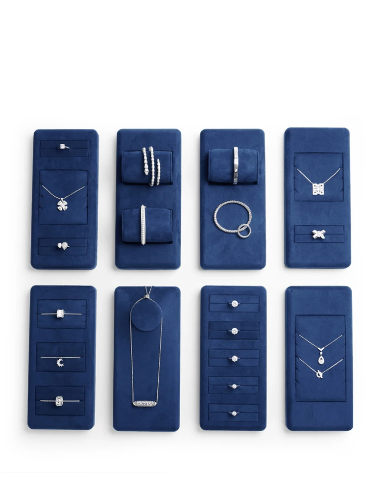 Oirlv Blaues Samt-Schmuckdisplay-Set Ring Ohrring Halskette Armreif Halter Vitrine Organizer Ständer für Ladentheke – Detail 2