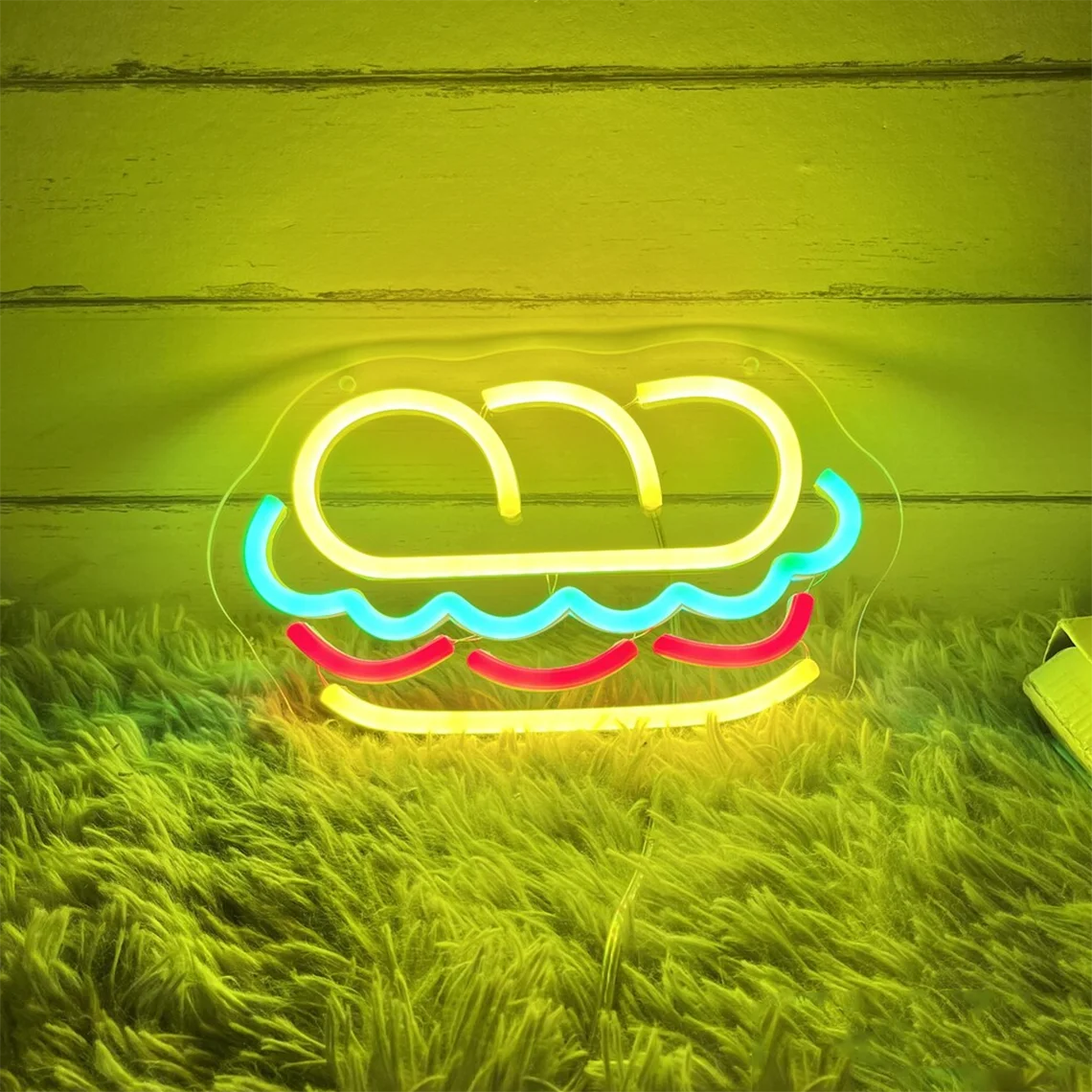 Sandwiches Baguette Neon Sign Custom Burger Restaurant LED Neon Sign Night Light Home Wall Decor Fast Food Coffee Shop Decor