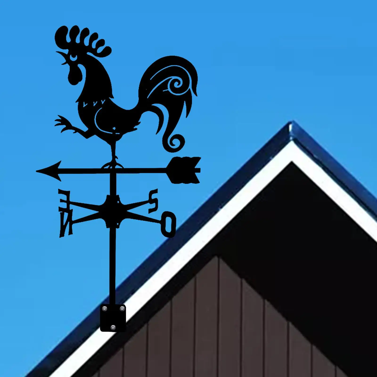 Wrought Iron Weathervane Scene Wind Direction Measuring Instrument Weather Vane Outdoor Scene for Lawn Farmhouse Decoration