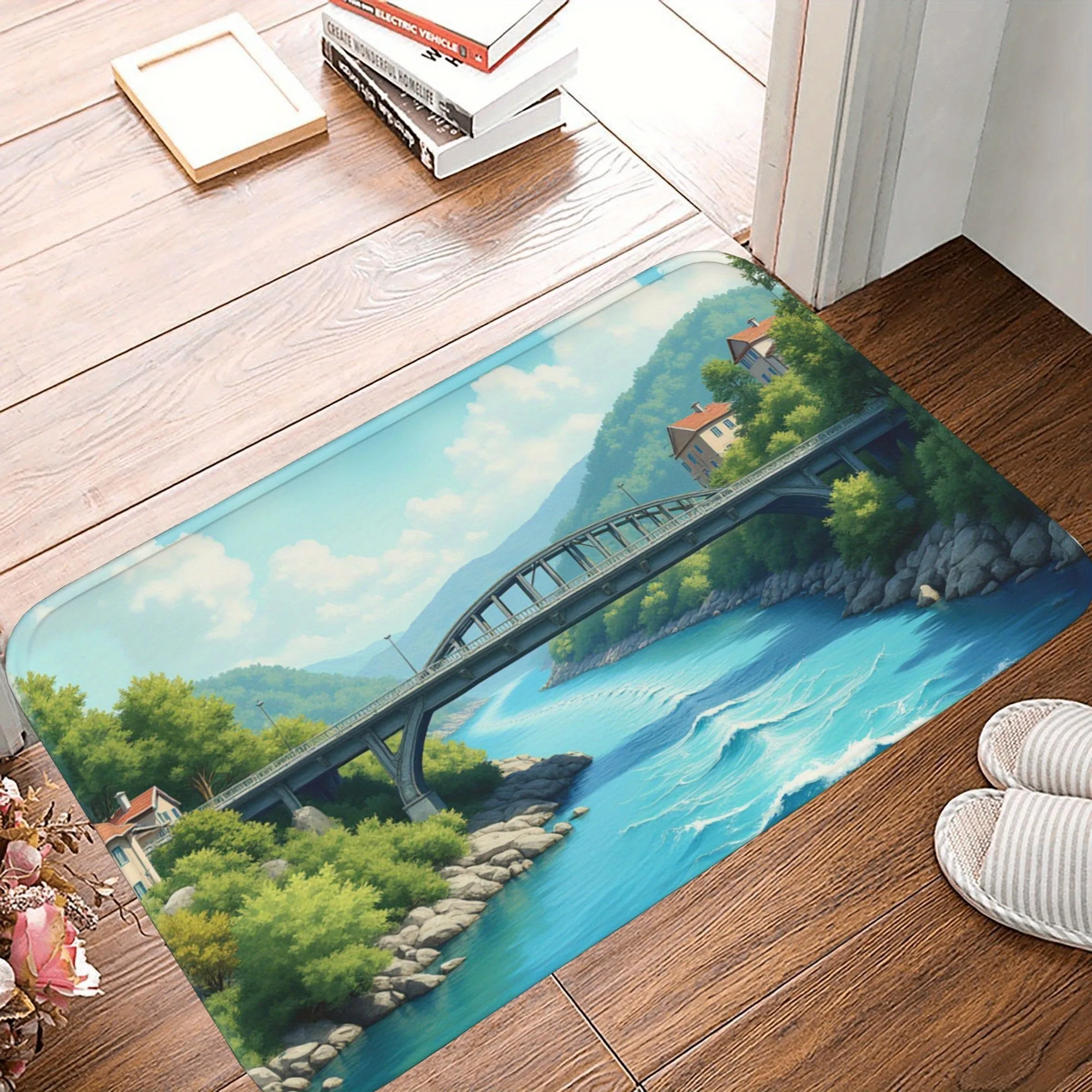 

1PC Landscape Kitchen Rug Non-Slip Door Mats Pop design Bathroom Rug Bath Mat Carpet for Home Sink Laundry Decor