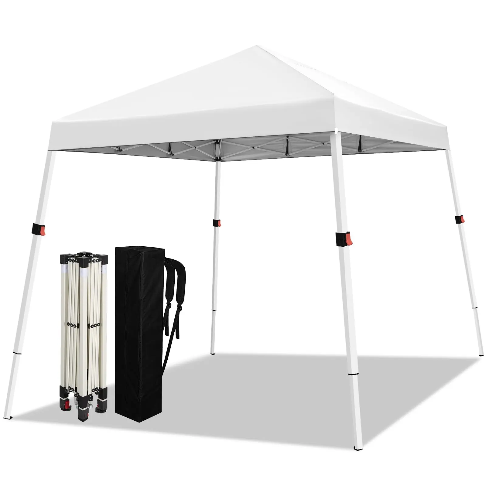 10x10 Slant Legs Pop Up Canopy Tent, 1-Button Push Setup Canopy Tent, Adjustable Height Instant Portable Shelter