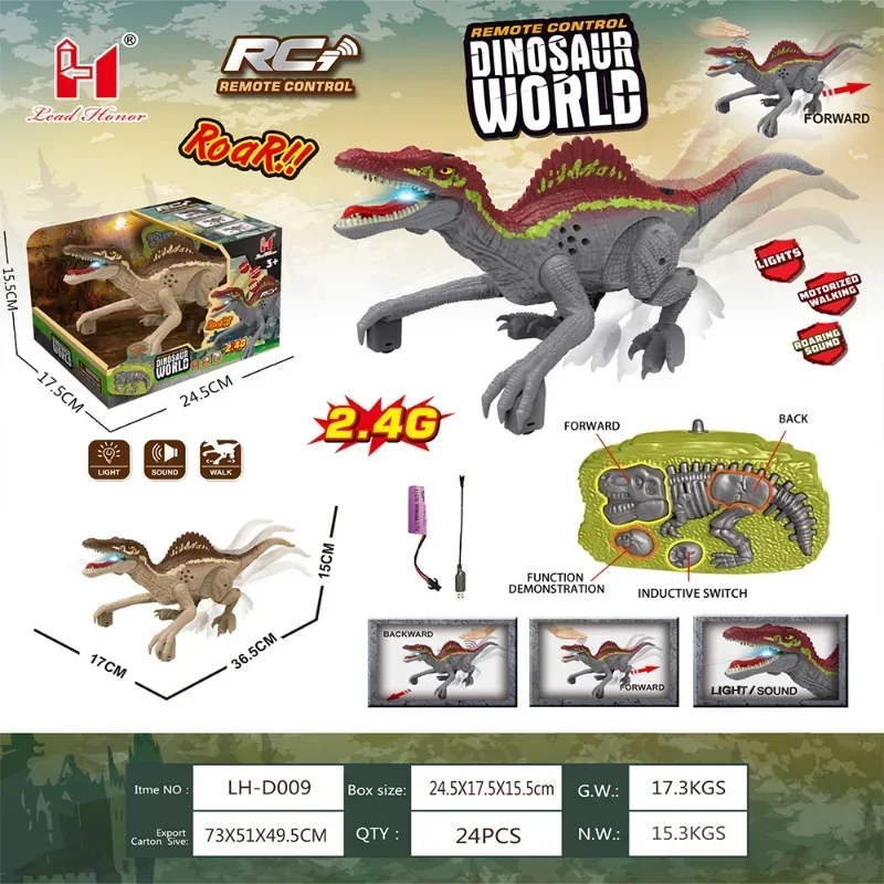 Remote Control Dinosaur Toys Kids RC Electric Walking Jurassic Dinosaur Simulation Velociraptor Toy with LED Light and Roaring