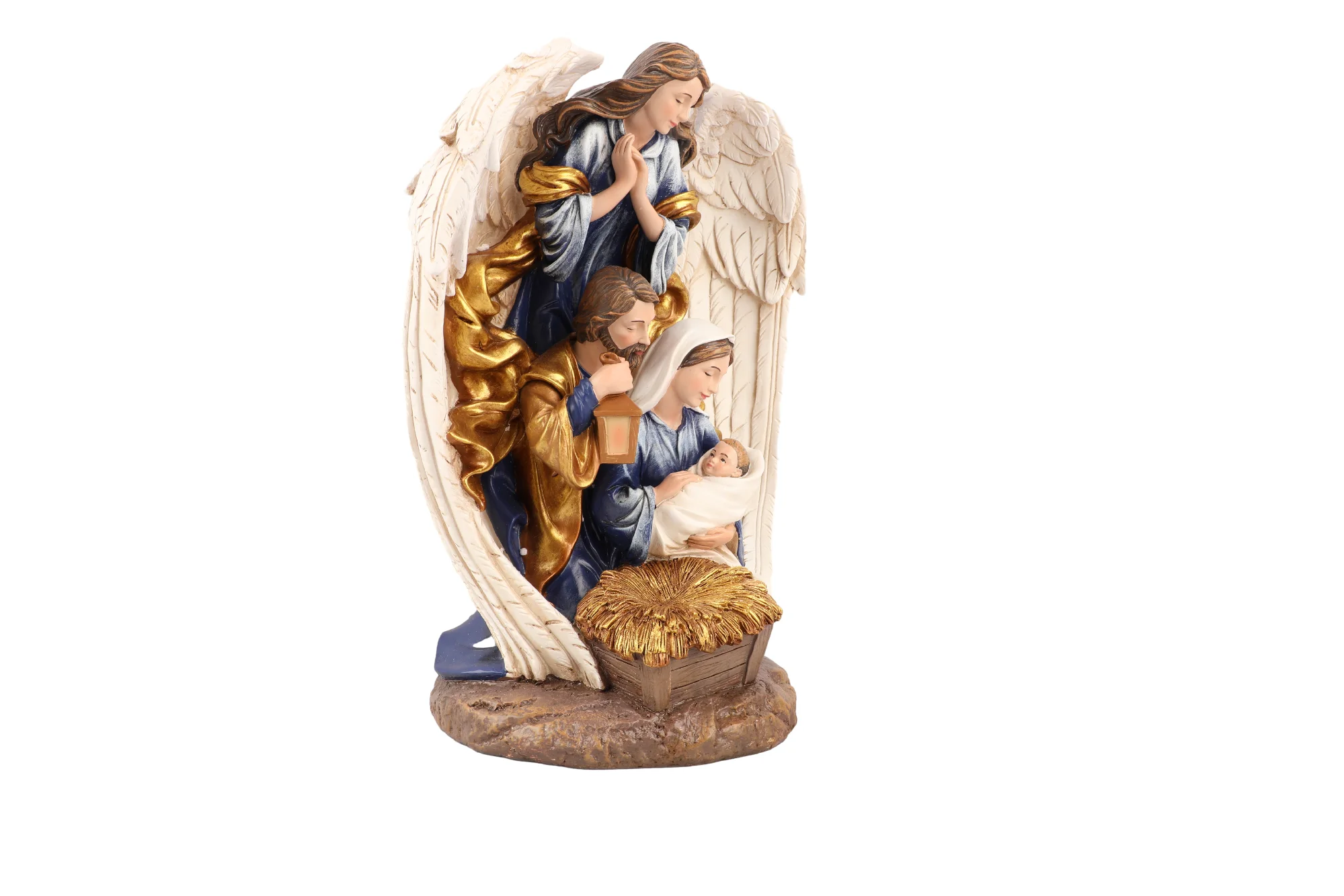 29cmH Guardian Angel with Holy Family Resin Nativity Statue