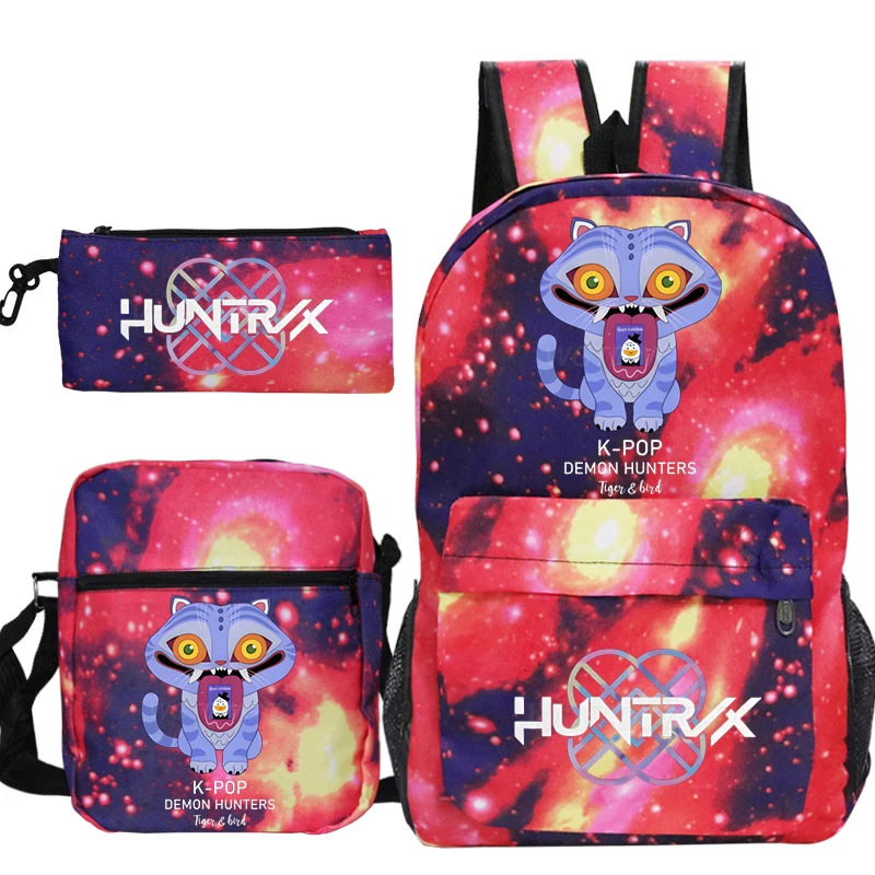 3 개/대 Kpop 악마 헌터 배낭 학생 Schoolbag 대용량 배낭 연필 케이스 애니메이션 배낭 소녀 소년 선물