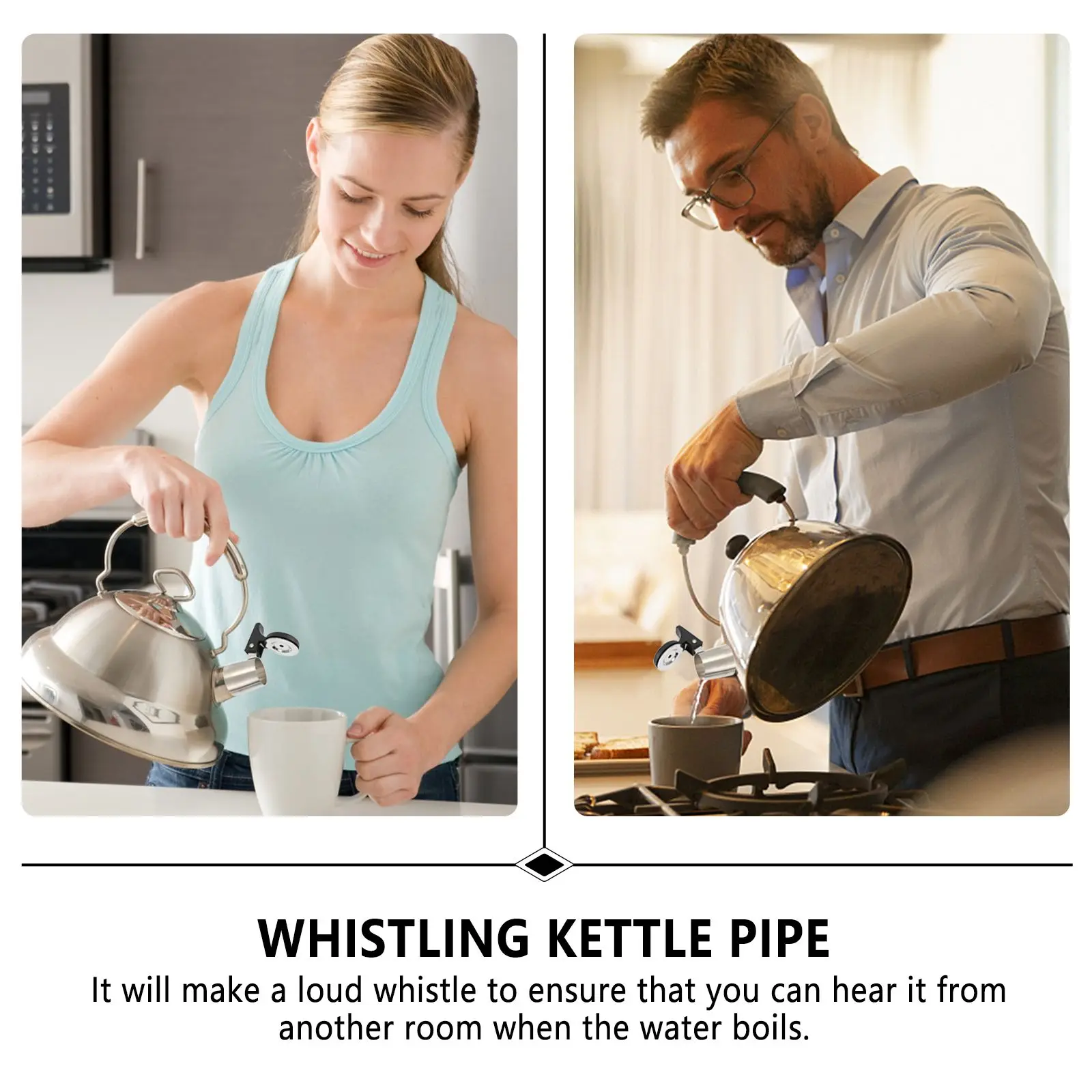 

2pcs Whistling Kettle Flute Stainless Steel Replacement Pipe Practical for Tea Kettles Stovetop Boiling Alert Accessory