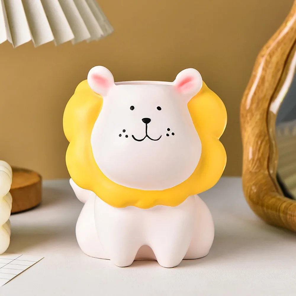 

Little Lion Cartoon Pen Holder Cream Style Ornament Pencil Storage Box Tabletop Storage Cartoon Stationery Organizer Student