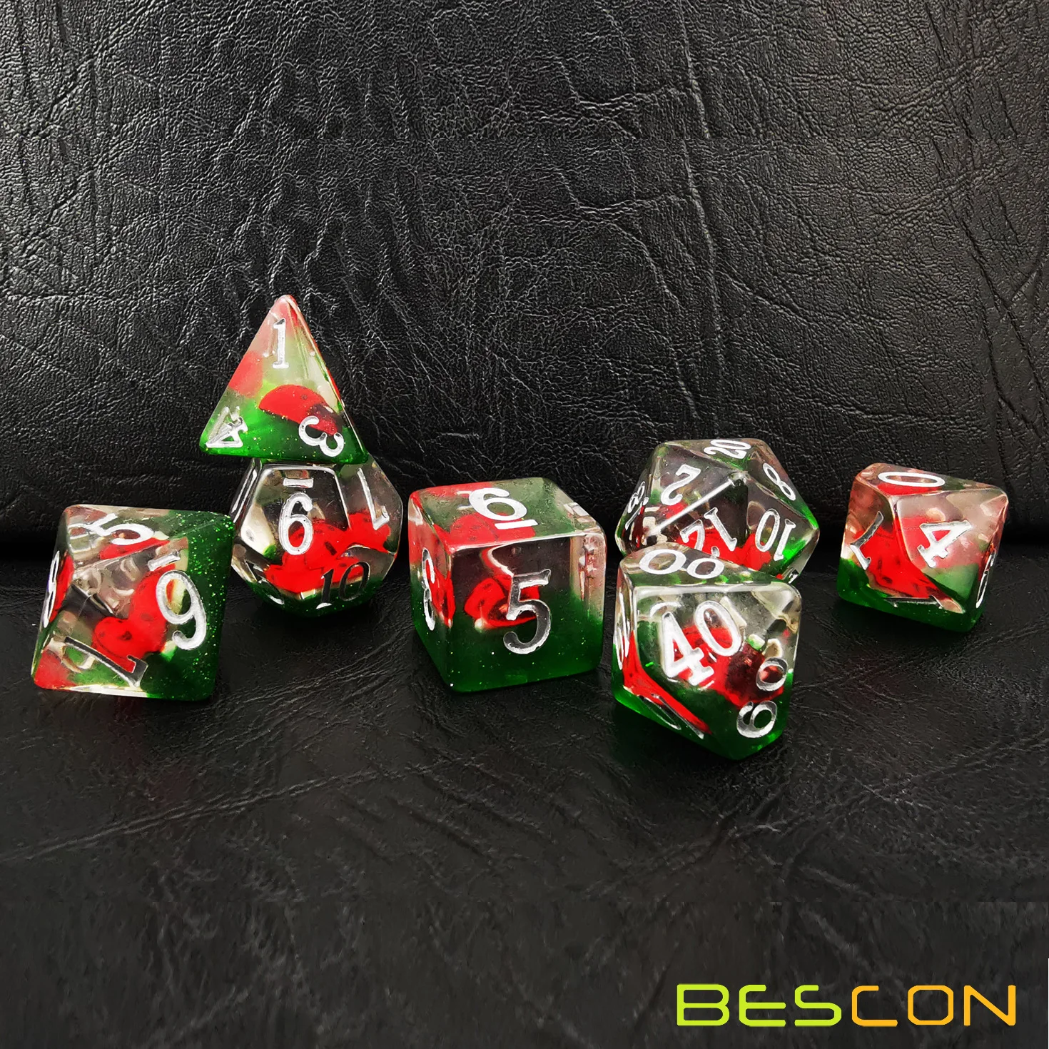 Bescon Red Ladybug RPG Dice Set of 7,  Novelty Ladybugs Polyhedral Game Dice set