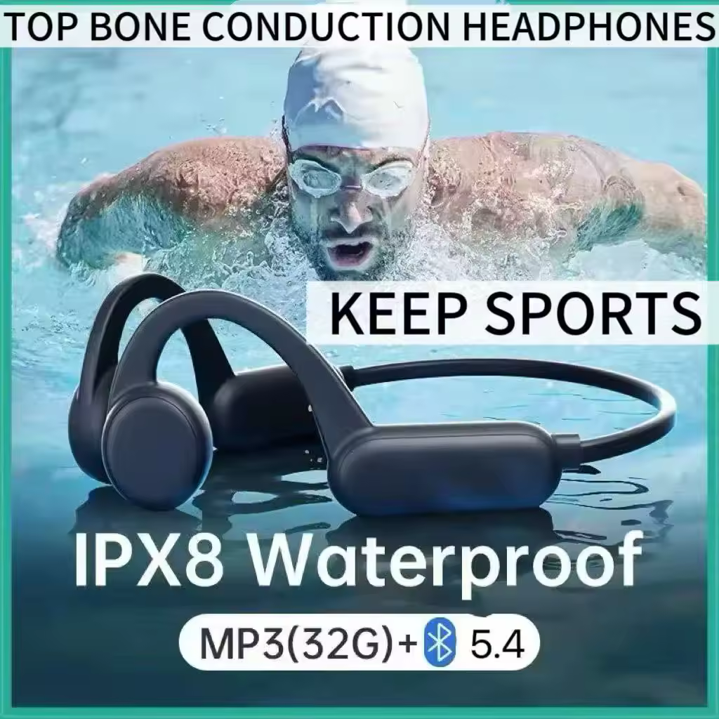 אוזניות אלחוטיות עבור shokz open Sports Bone Conduction Bluetooth IPX8 אוזניות עמידות למים עם 32G RAM אוזניות מוזיקה Mp3