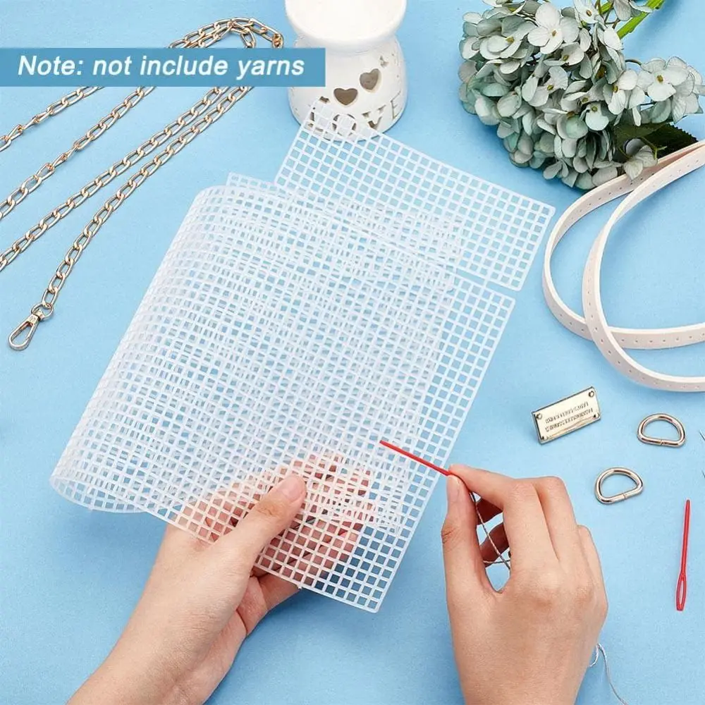 Handbag Accessories Plastic Bag Mesh Grid White Blank Bag Sheets Mesh Canvas Crochet Projects