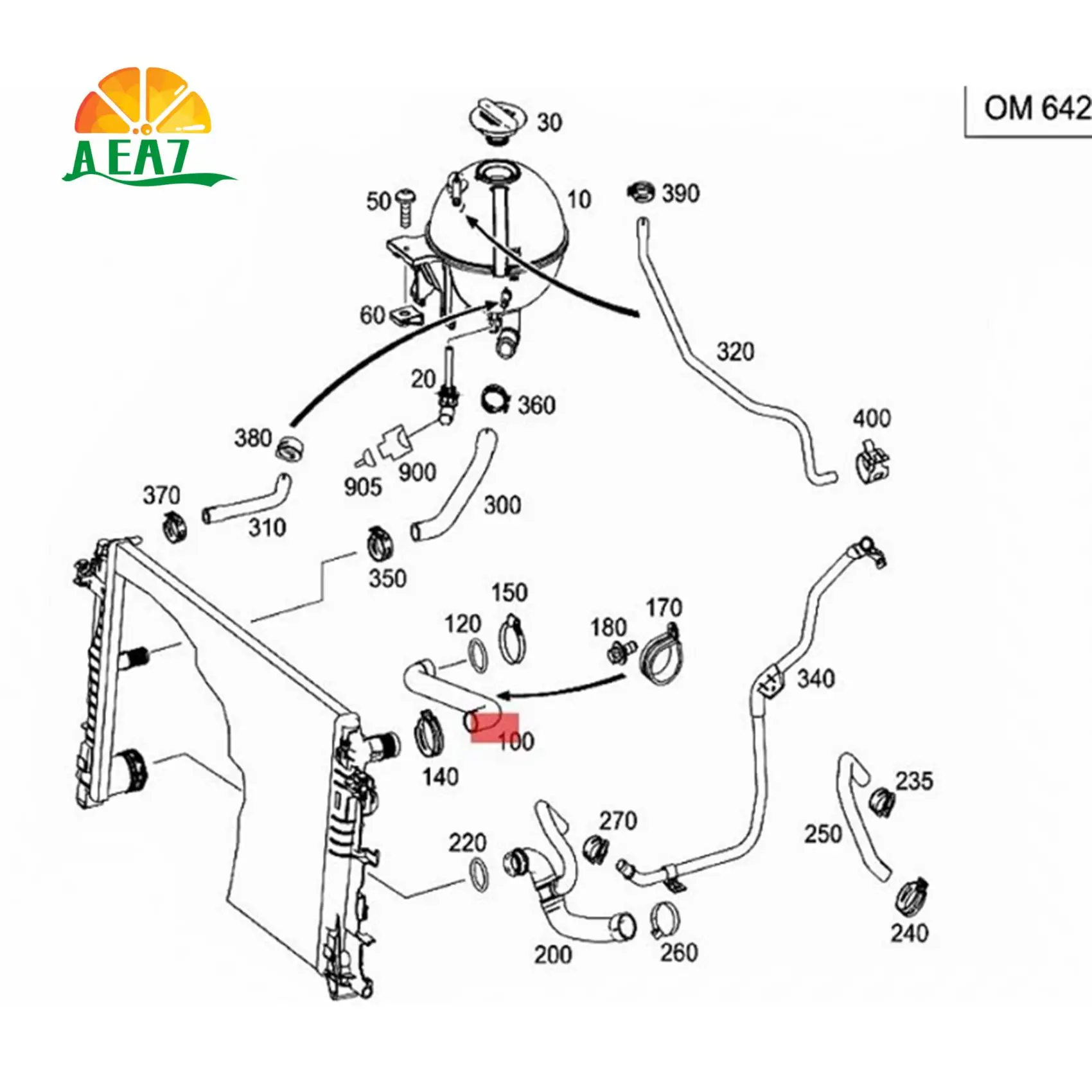 

AEA7-верхняя трубка радиатора двигателя, шланг охлаждающей жидкости A9065012982 для Mercedes Benz Sprinter W639 210 Cdi 211 Cdi 213 Cdi 214