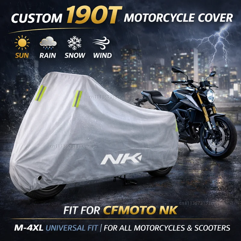 

For CFMOTO 450NK 675NK 800NK 125NK NK 675 NK 450 NK 800 Motorcycle Cover Waterproof Heavy Duty Outdoor Rain Dust Sun Protector