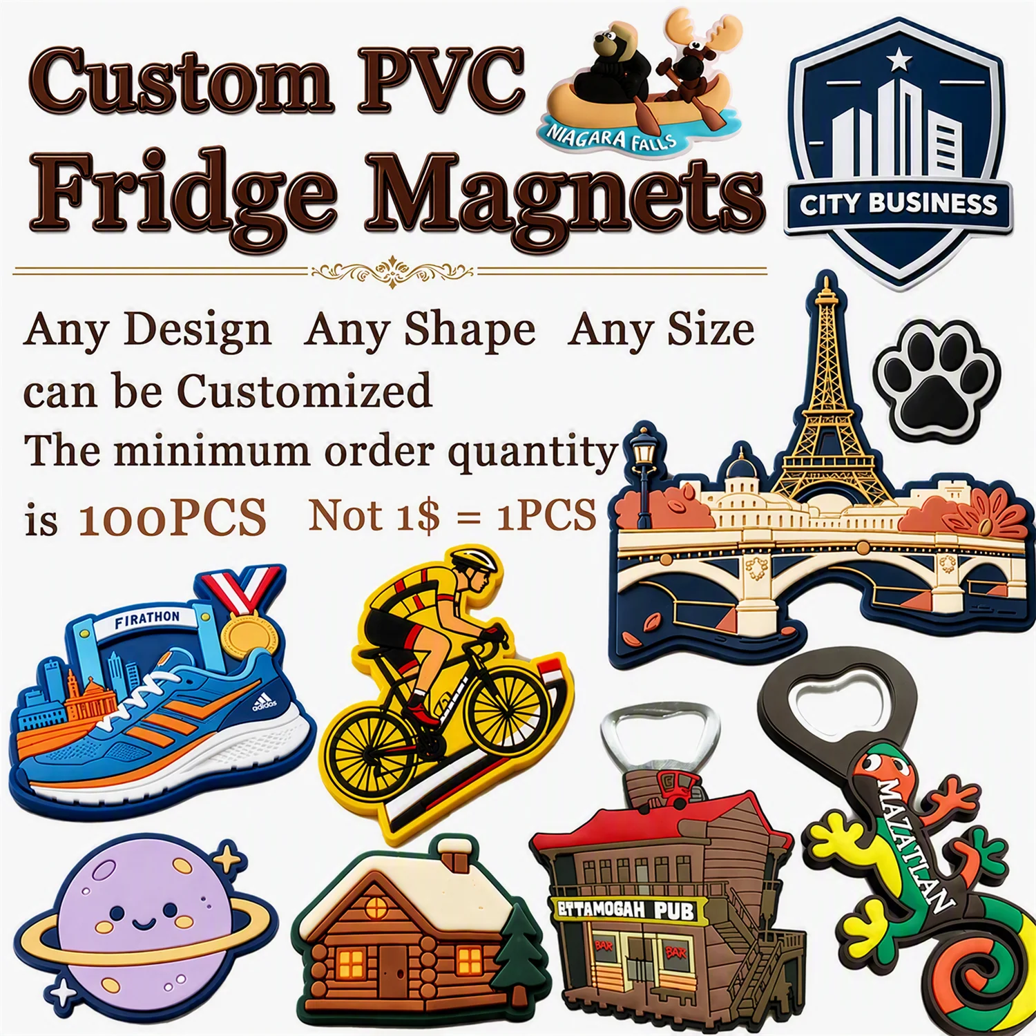 Custom PVC Fridge Magnets Wholesale Personalized Rubber Refrigerator Magnets for Company Logo Gifts Tourist Souvenirs MOQ 100PCS