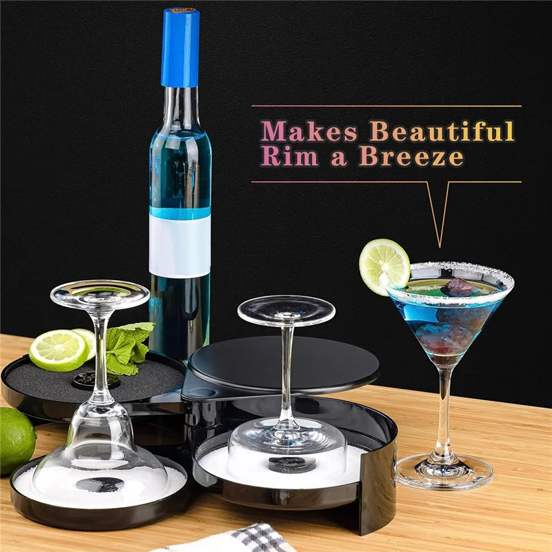 Salt Rimmer Salt Rimmer Set Salt Rimmer With 3 Sponges, 3-Tier Glass Rimmer, Salt Rimmer Dish For Cocktails
