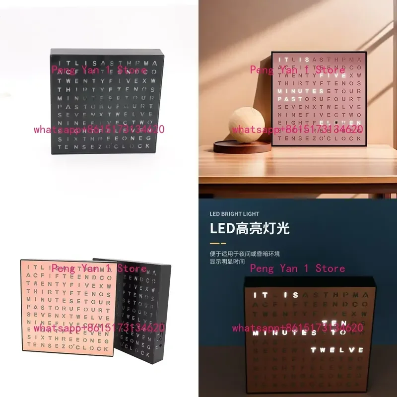 LED Alphabet Desk Clock Reading Time Timer Ambient Light Modern Decor for Home Office Study