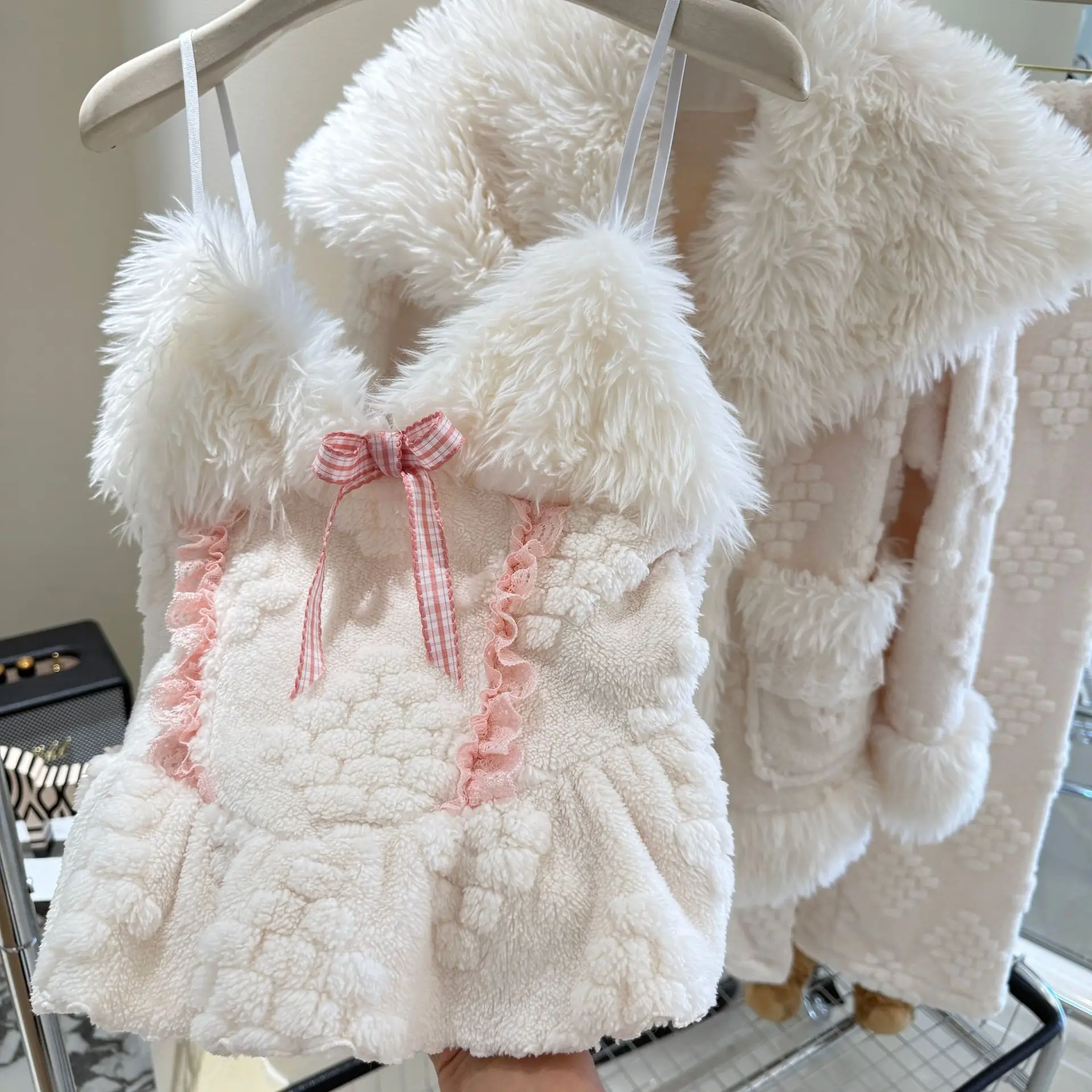Autumn Winter 3PCS Pajamas Set Women Coral Fleece Pijamas Suit Intimate Lingerie Flannel Sleepwear Home Clothes