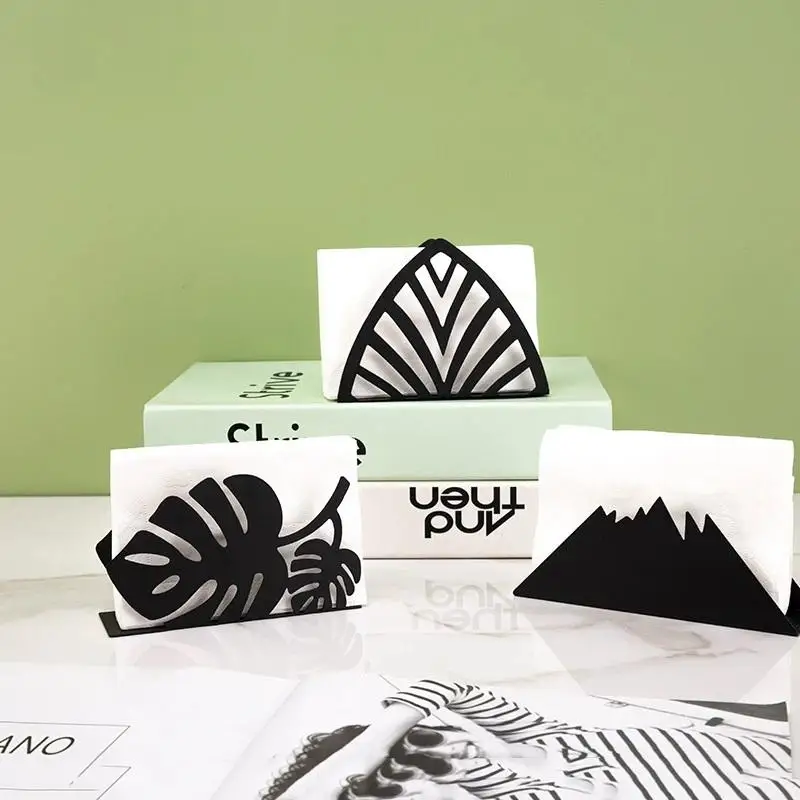 【S】1Pc Elegant Iron Art Tissue Box Homestay Napkin Holder Kitchen Dining Tabletop Accessory For Home And Restaurant Use