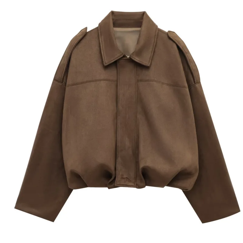 WHTREND المرأة الأزياء سستة سترة فضفاضة كبيرة الحجم معاطف عارضة أعلى ربيع الخريف جديد WH1886 #3