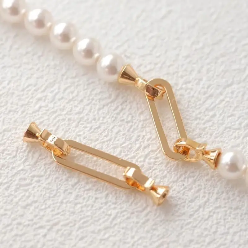 

1PCS 42x7.8mm 14K Gold Color Long Oval Double Buckle Beaded Necklace Buckle Decorative Buckle DIY Handmade Charm Accessories