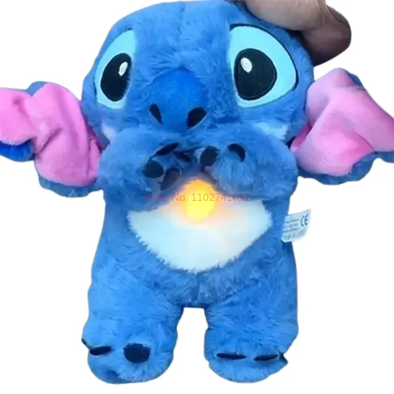 Disney Stitch Plush Doll Breath Child Peluche Lilo&stitch Kawaii Soothes Toy Anime Baby Music Light Sleep Toys Model Kid Gift