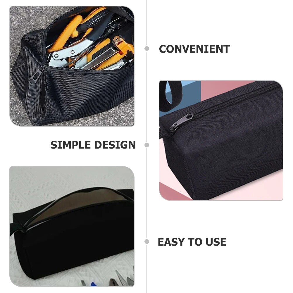 

2 pcs Tool Storage Bag Oxford Cloth Pouch Zipper Small Tools Black Large BD02 Waterproof MultiFunctional Travel Use