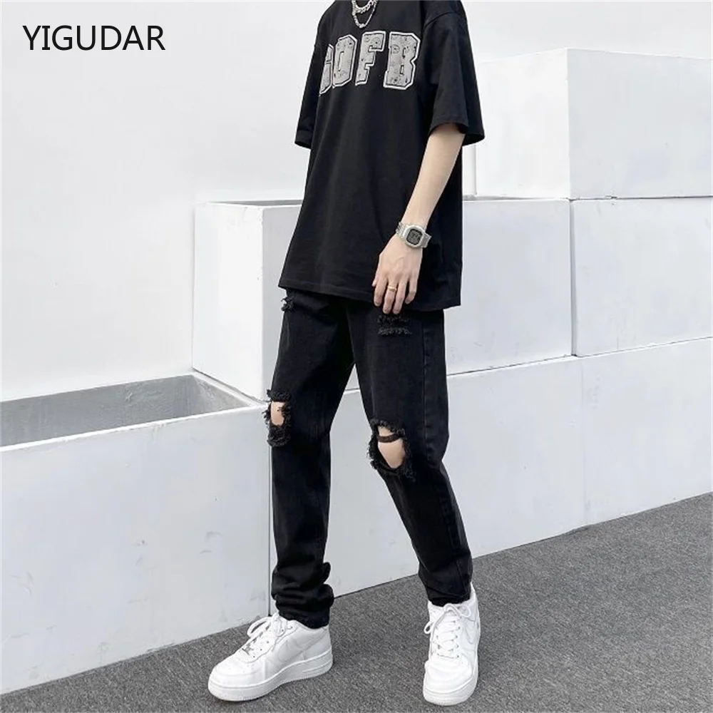 

New Ripped jeans for men Fashion casual slim denim pencil pants Men's clothing trousers S-3XL Drop shipping jeans men pants