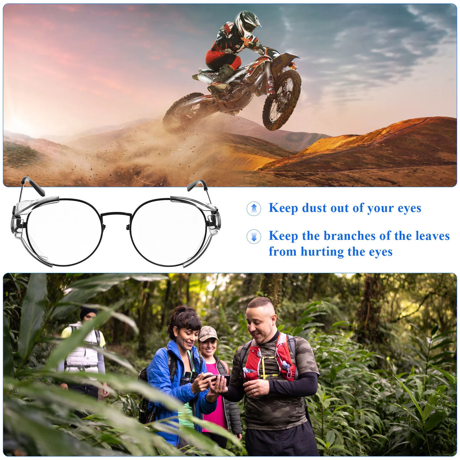 

6 Pieces Flank Protector Protection Clear Glasses for Men Polarized Sunglasses Side Protective Cover Goggles Shield Flap