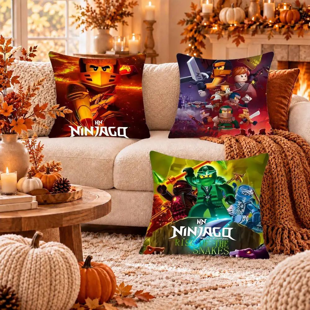 Cartoon N-Ninjago Cushion Cover Soft Plush Cushion Case Throw Pillowcase Cozy Home Sofa Bed Living Room Decor