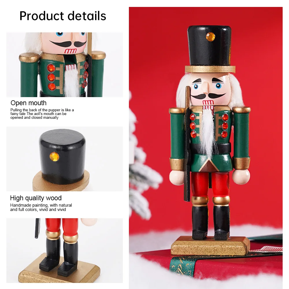 Nutcracker Puppet Soldier 13CM 3pcs Walnut Man American Honor Guard Solid wood decoration for Christmas gift crafts