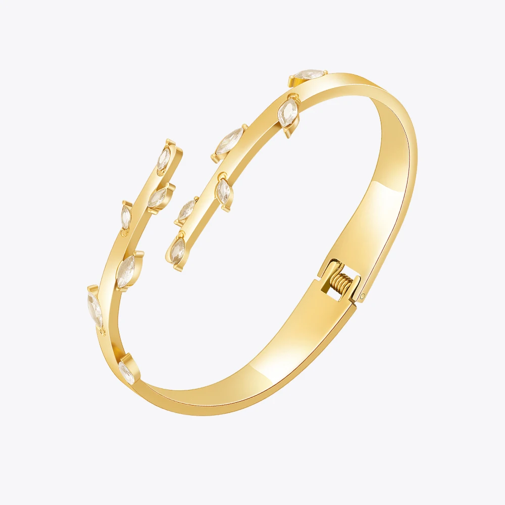 ENFASHION Pulseras Branches Shaped Bangle With Zircon For Women 18K Gold Color Plated Cuff Bracelet Elegant Jewelry Party 242404