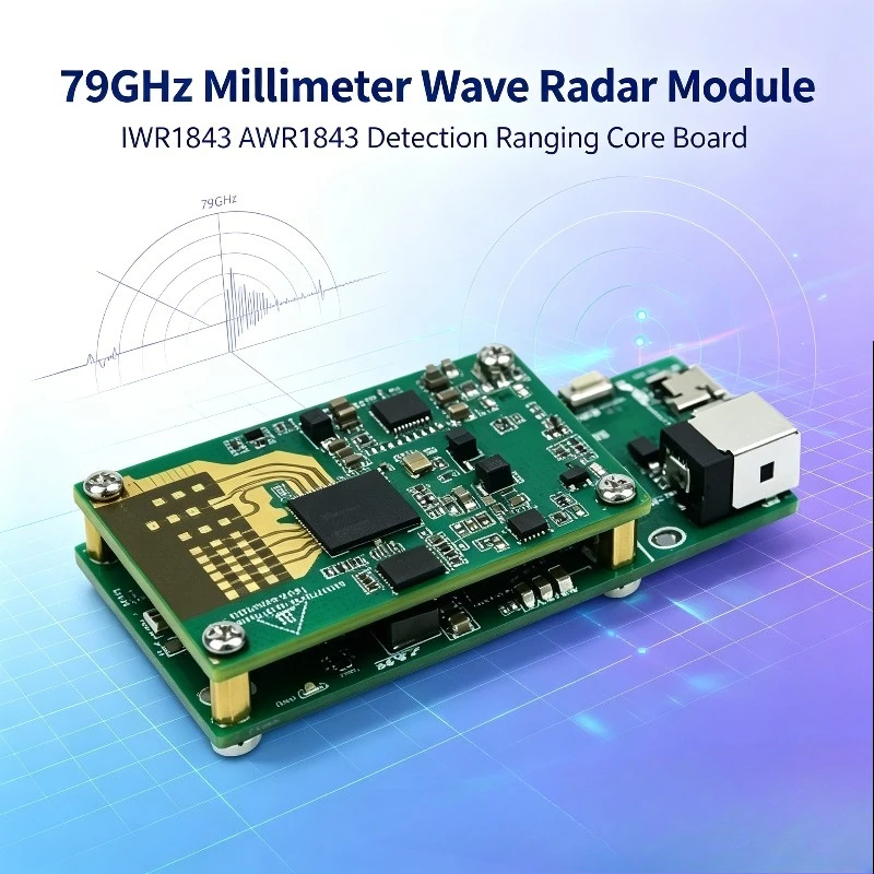 IWR1843 AWR1843 Millimeter Wave Radar Module, 79GHz Detection Ranging Core Board for Short-Range Sensing Systems