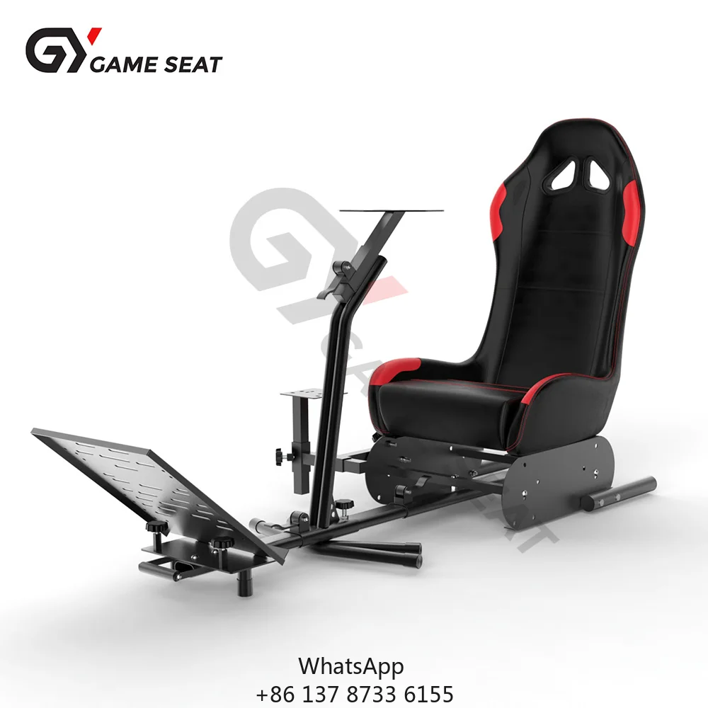 GY041 Black Leather Sim Racing Driving Simulator Cockpit With Racing Wheel Stand Pro For Logitech