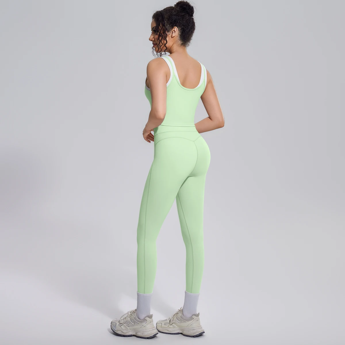 Hamidou Damen Yoga-Set, sexy, stoßdämpfend, Lauf-Yoga-Top, Farbblock-Design, hochtaillierte Fitness-Sport-Yoga-Hose, Gym-Yoga-Set – Detail 32