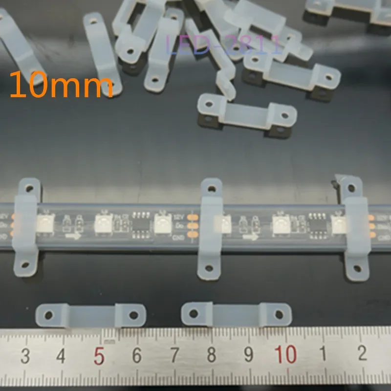 100pcs Silicon Clip connector for Fixing 8mm/10mm/12mm 5050 5630 1903 ws2811 3528 5050 1210 RGB Dream Color LED Strip